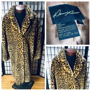Dennis Basso Luxury Full Length Leopard Print Faux Fur Coat